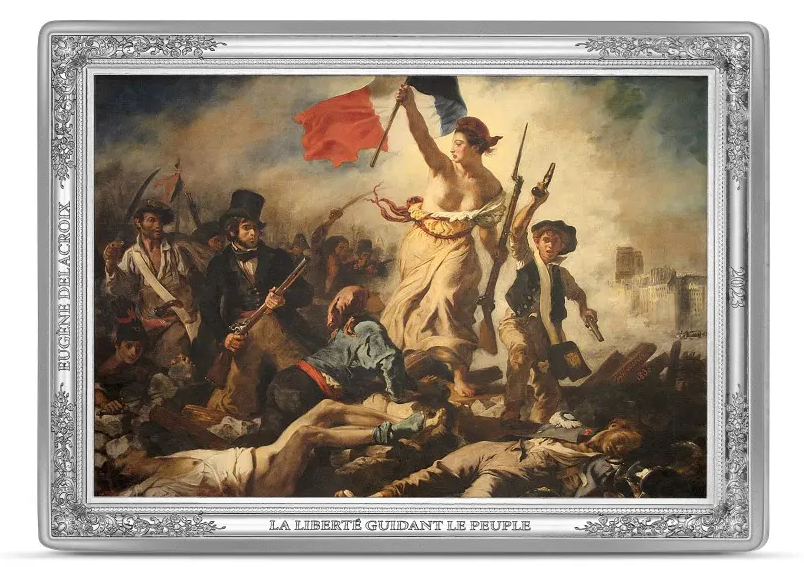 Stříbrná mince Mistrovská díla muzeí - Delacroix - Svoboda vede lid na barikády 500 g 2023