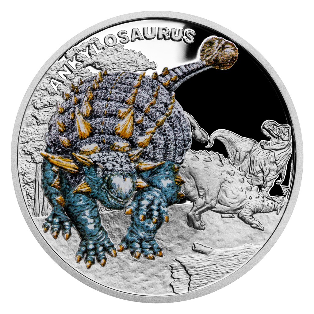 Stříbrná mince Pravěký svět - Ankylosaurus 1 oz proof 2022