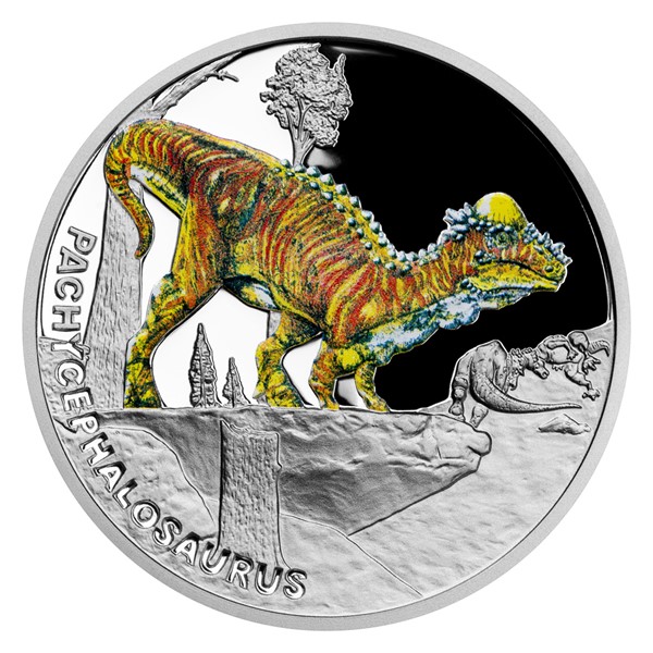 Stříbrná mince Pravěký svět - Pachycephalosaurus 1 oz proof 2022