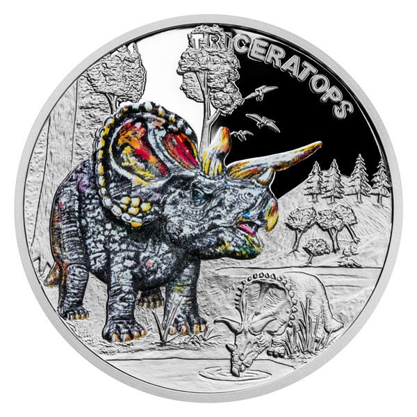 Stříbrná mince Pravěký svět - Triceratops 1 oz proof 2022