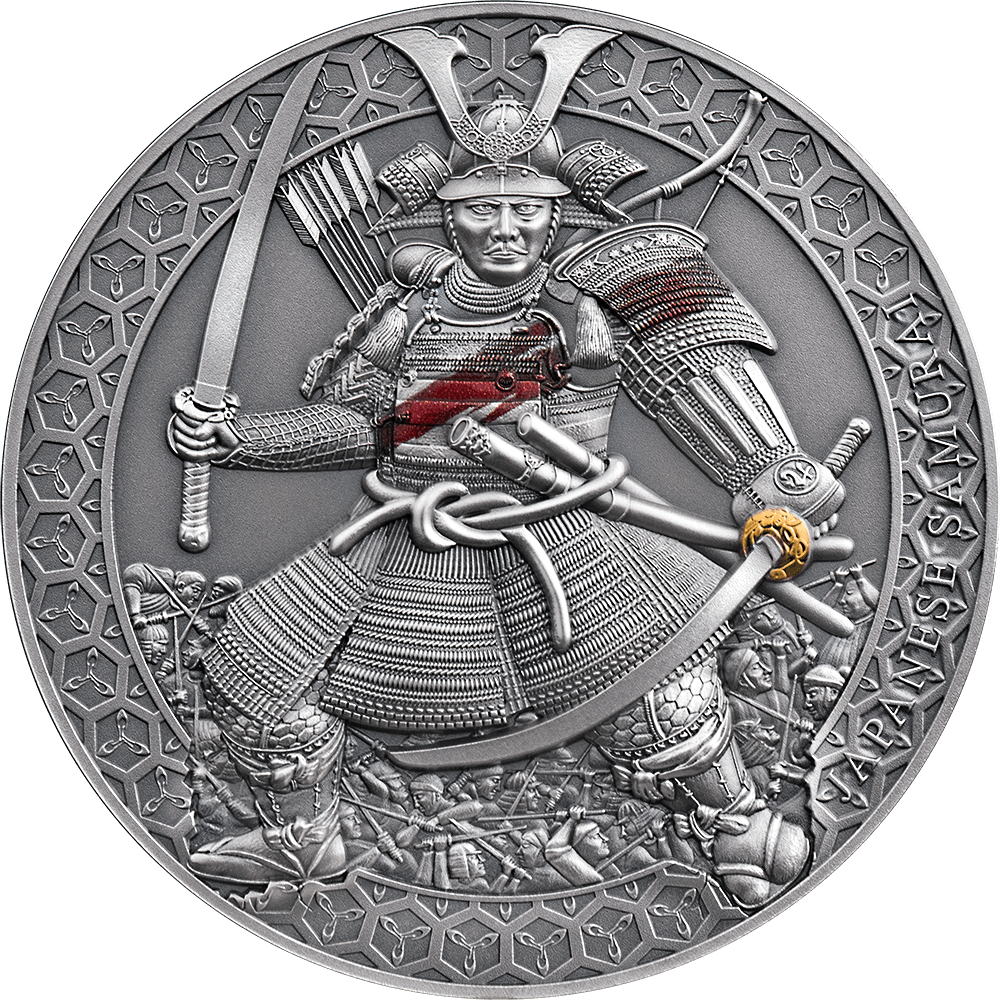 Stříbrná mince Samurai 3 oz antique finish 2022