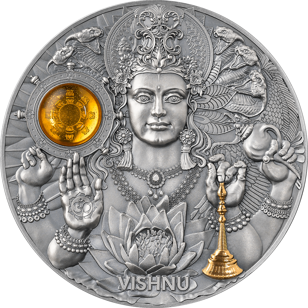 Stříbrná mince Vishnu 3 oz vysoký reliéf 2023