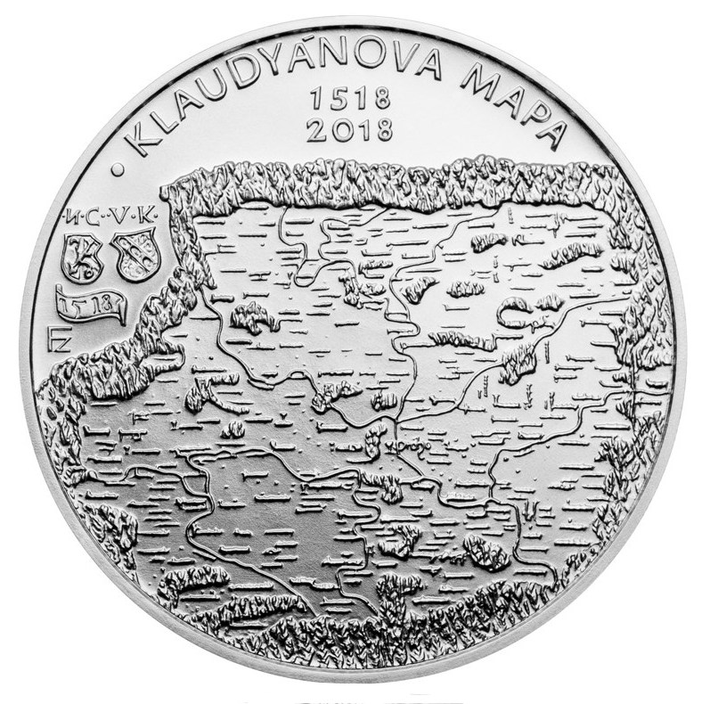 Stříbrná mince Vydání Klaudyánovy mapy 200 Kč b.k. 2018