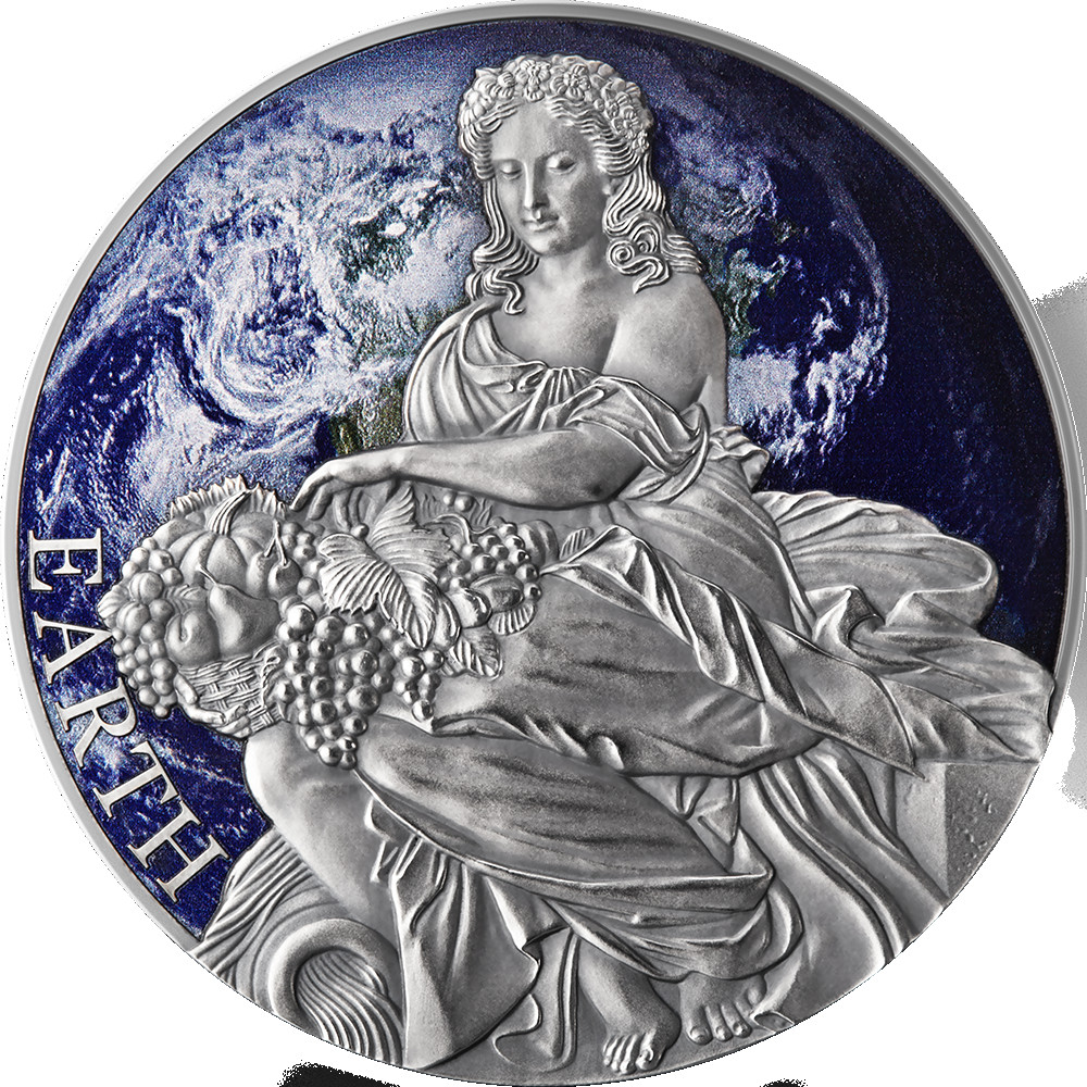 Stříbrná mince Země 2 oz antique finish 2022