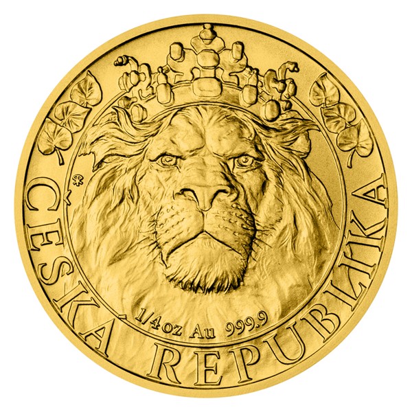 Zlatá mince Český lev 1/4 oz b.k. 2022