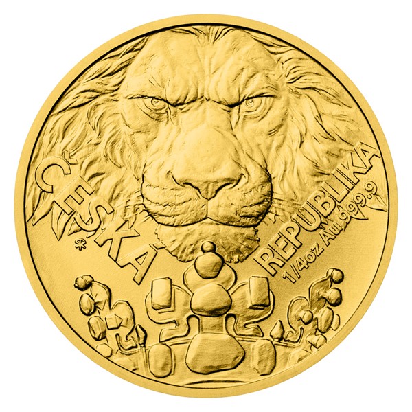Zlatá mince Český lev 1/4 oz b.k. 2023