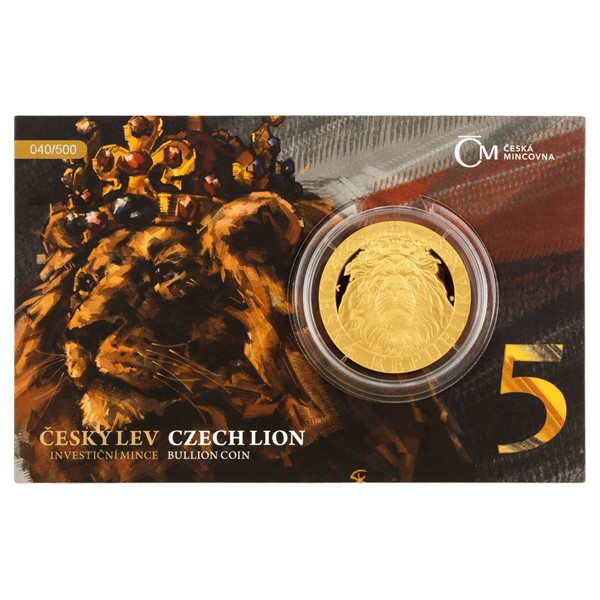 Zlatá mince Český lev 1 oz proof číslovaná, VÝROČÍ 2022