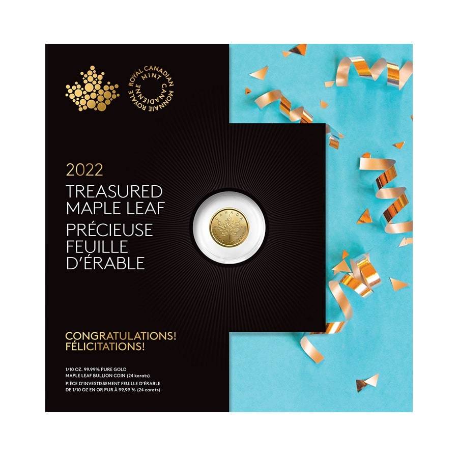 Zlatá mince Maple Leaf Gratulace 1/10 oz BU 2022