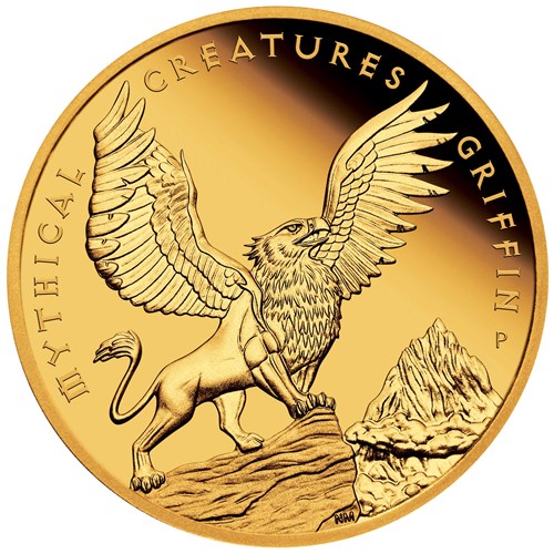 Zlatá mince Mýtické bytosti Griffin 1 oz proof 2022