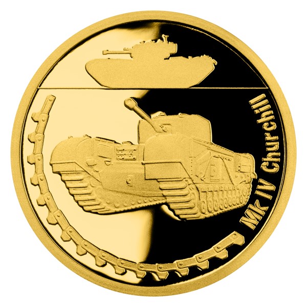 Zlatá mince Obrněná technika - Mk IV Churchill 1/10 oz proof 2023