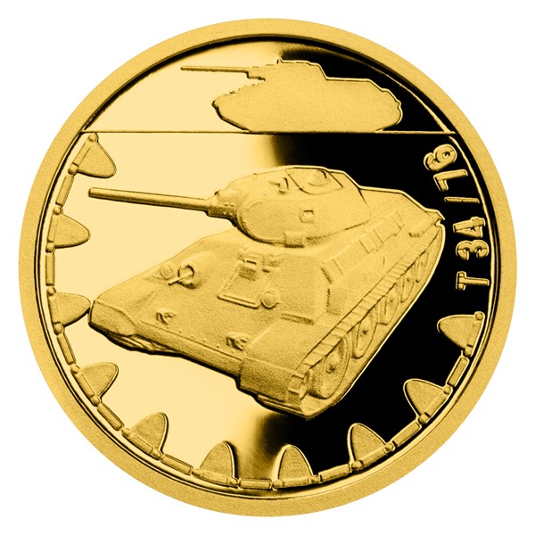 Zlatá mince Obrněná technika - T-34/76 1/10 oz proof 2022