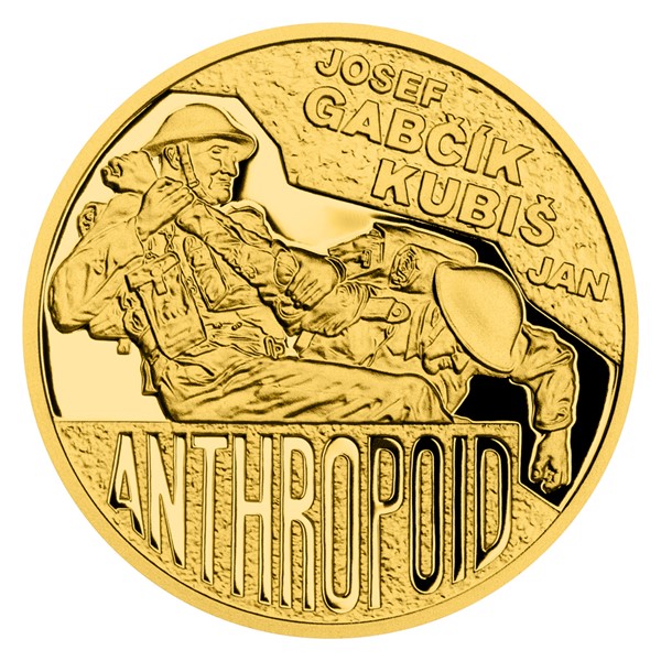 Zlatá mince Operace Anthropoid - J. Gabčík a J. Kubiš 1/4 oz proof 2022