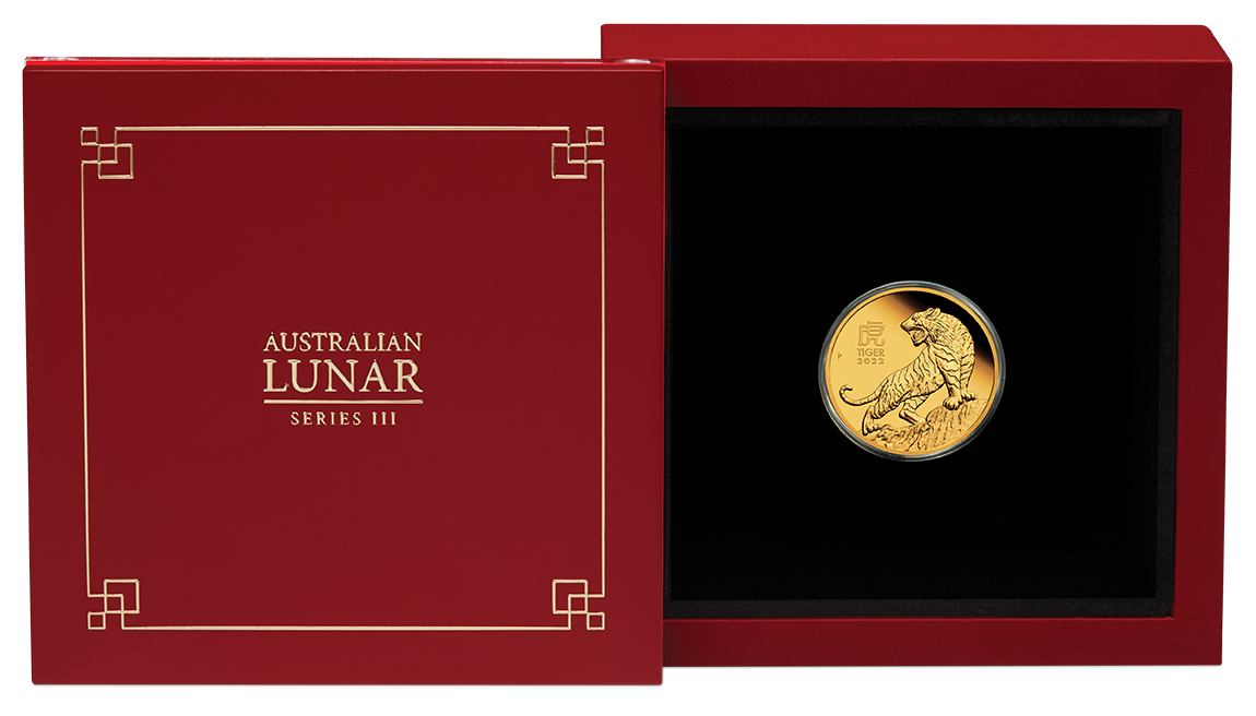 Zlatá mince Rok Tygra 1/10 oz proof 2022 Lunární série III