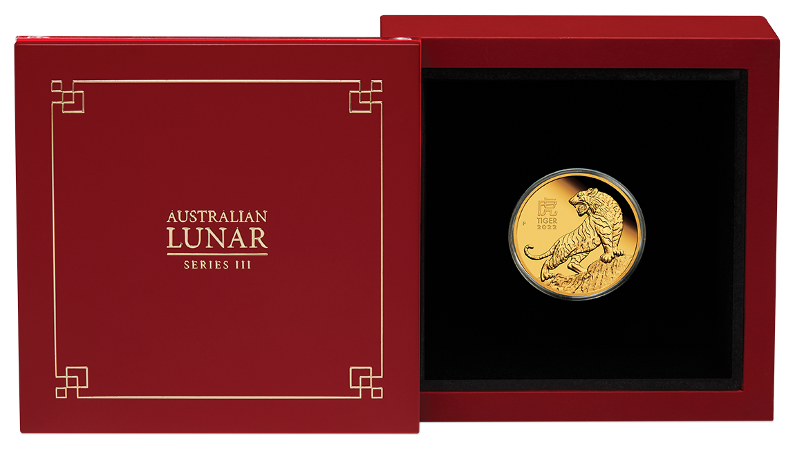 Zlatá mince Rok Tygra 1/4 oz proof 2022 Lunární série III