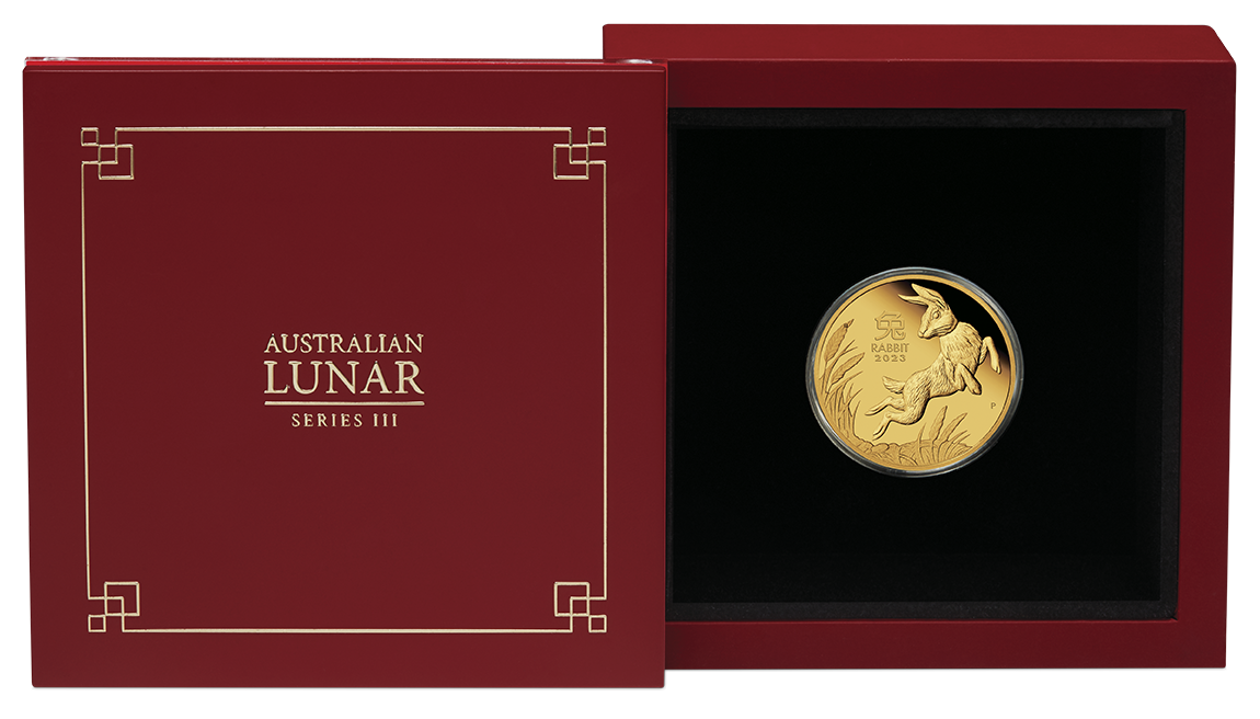 Zlatá mince Rok Zajíce 1/4 oz proof 2023 Lunární série III