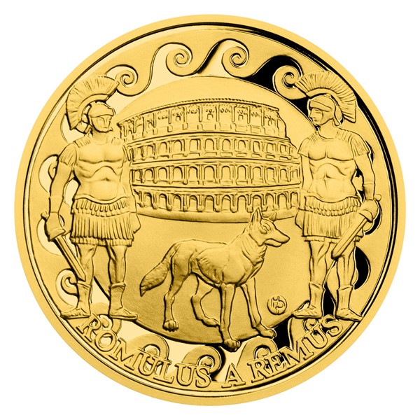 Zlatá mince Romulus a Remus 2 oz proof 2022