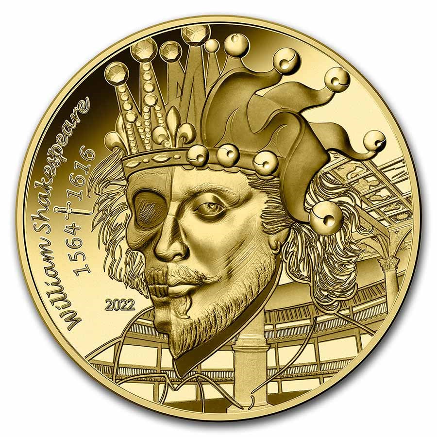 Zlatá mince Shakespeare 1/4 oz proof 2022