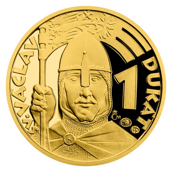 Zlatý 1-dukát sv. Václava proof se zlatým certifikátem 2022