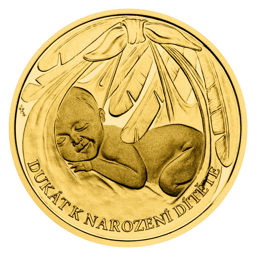 Zlatý dukát k narození dítěte Čáp 3,49 g proof 2023