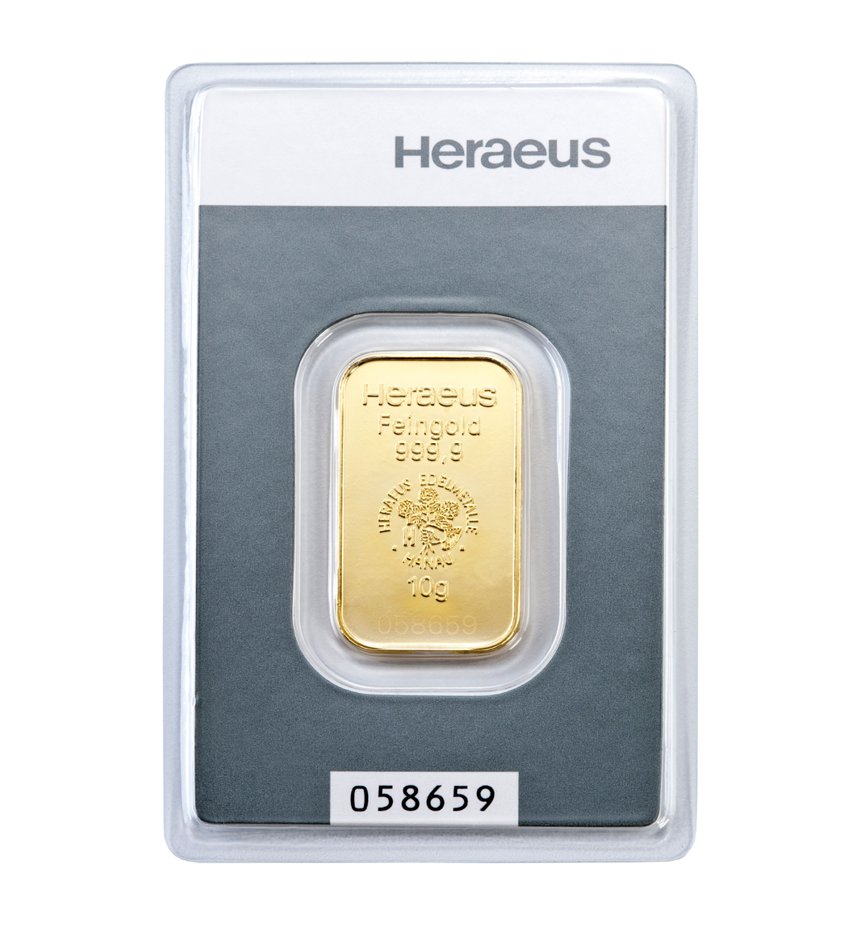 Zlatý investiční slitek 10 g Heraeus