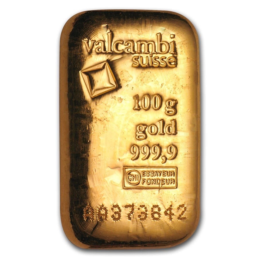 Zlatý investiční slitek 100 g (litý) Valcambi