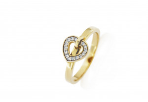 Zlatý prsten Amore s diamanty Barva: Žluté zlato