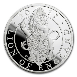 Stříbrná mince The Queen's Beasts The Lion of England 1 oz Proof 2017