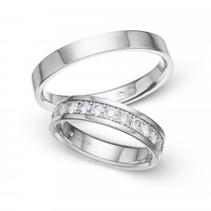 Snubní prsteny Mr&Mrs 04 s diamanty Barva: Bílé zlato