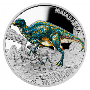 Stříbrná mince Pravěký svět - Maiasaura 1 oz proof 2023