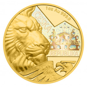 Zlatá mince Český lev s hologramem 1 oz proof 2023
