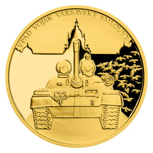 Zlatá mince Pražské jaro - Vpád vojsk Varšavské smlouvy 1/4 oz proof 2023