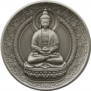 Stříbrná mince Tibetan Buddhism - Amitabha 2 oz antique finish
