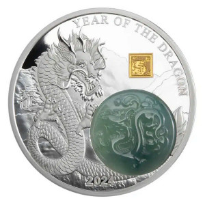 Stříbrná mince Drak s nefritem 2 oz 2024
