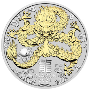 Stříbrná mince Rok Draka 2024 1 oz pozlacená