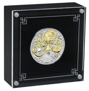 Stříbrná mince Rok Draka 2024 1 oz proof, pozlacená