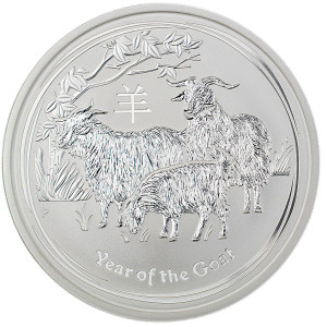Stříbrná mince Rok Kozy 10 oz BU 2015 Lunární série II