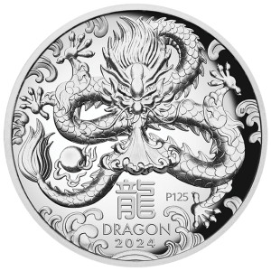 Stříbrná mince Rok Draka 2024 1 oz proof, vysoký reliéf