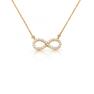 Zlatý náhrdelník Infinity s diamanty Barva: Žluté zlato
