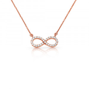 Zlatý náhrdelník Infinity s diamanty Barva: Růžové zlato