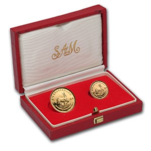 Sada 2 zlatých mincí Krugerrand 0,35 oz proof 1984
