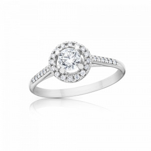 Zlatý prsten Simone s diamanty Barva: Bílé zlato
