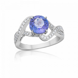 Zlatý prsten Sierra s tanzanitem a diamanty