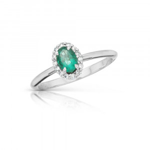 Zlatý prsten Esmeralda se smaragdem a diamanty