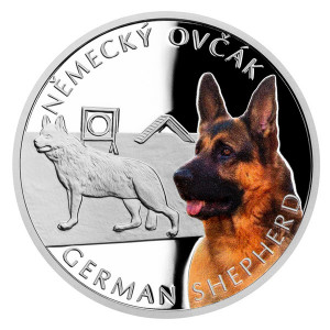 Stříbrná mince Psí plemena - Německý ovčák 1 oz proof 2021