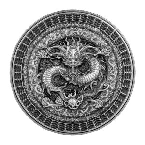 Bi-metalová mince Zakázaný drak 1 oz stříbro, 4,5 oz měď antique finish 2023