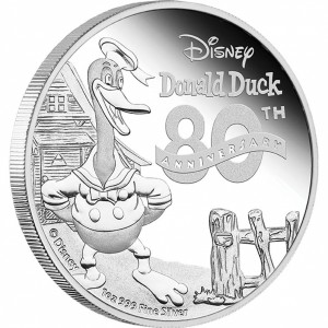 Stříbrná mince Disney 80. výročí Kačera Donalda 1 oz proof 2014