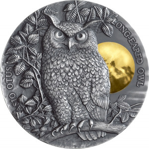 Stříbrná mince Kalous ušatý 2 oz antique finish, vysoký reliéf 2019