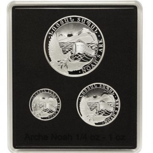 Sada 3 stříbrných mincí Noemova archa