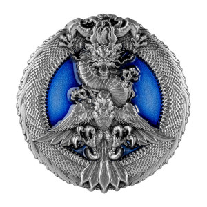 Peace Symbol - Drak a Orel 3 oz vysoký reliéf 2022 - stříbrná mince