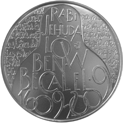 Stříbrná mince Rabi Jehuda Low ben Becalel proof